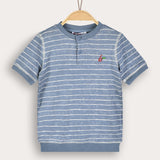 Striped shirt with embroidery - blue