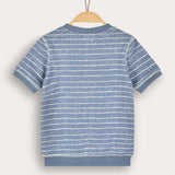 Striped shirt with embroidery - blue