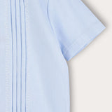 חולצת כפתורים עם קפלים - תכלת