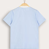 חולצת כפתורים עם קפלים - תכלת