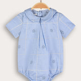 אוברול בייבי עם רקמה - תכלת