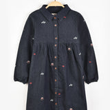 שמלת כפתורים עם צווארון - נייבי