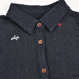 שמלת כפתורים עם צווארון - נייבי