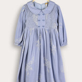 שמלת צווארון עם פרחים - כחול