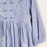 שמלת צווארון עם פרחים - כחול