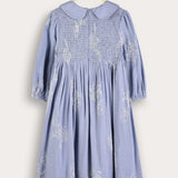 שמלת צווארון עם פרחים - כחול