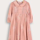 שמלת צווארון עם פרחים - ורוד