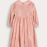 שמלת צווארון עם פרחים - ורוד