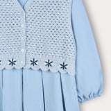 Shabbat dress with crocheted cardigan - light blue