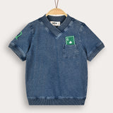 Denim shirt with embroidery - Navy