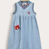 סרפן ג'ינס עם רקמה - תכלת