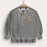 Denim shirt with embroidery - gray