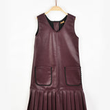 שמלת סרפן דמוי עור - בורדו