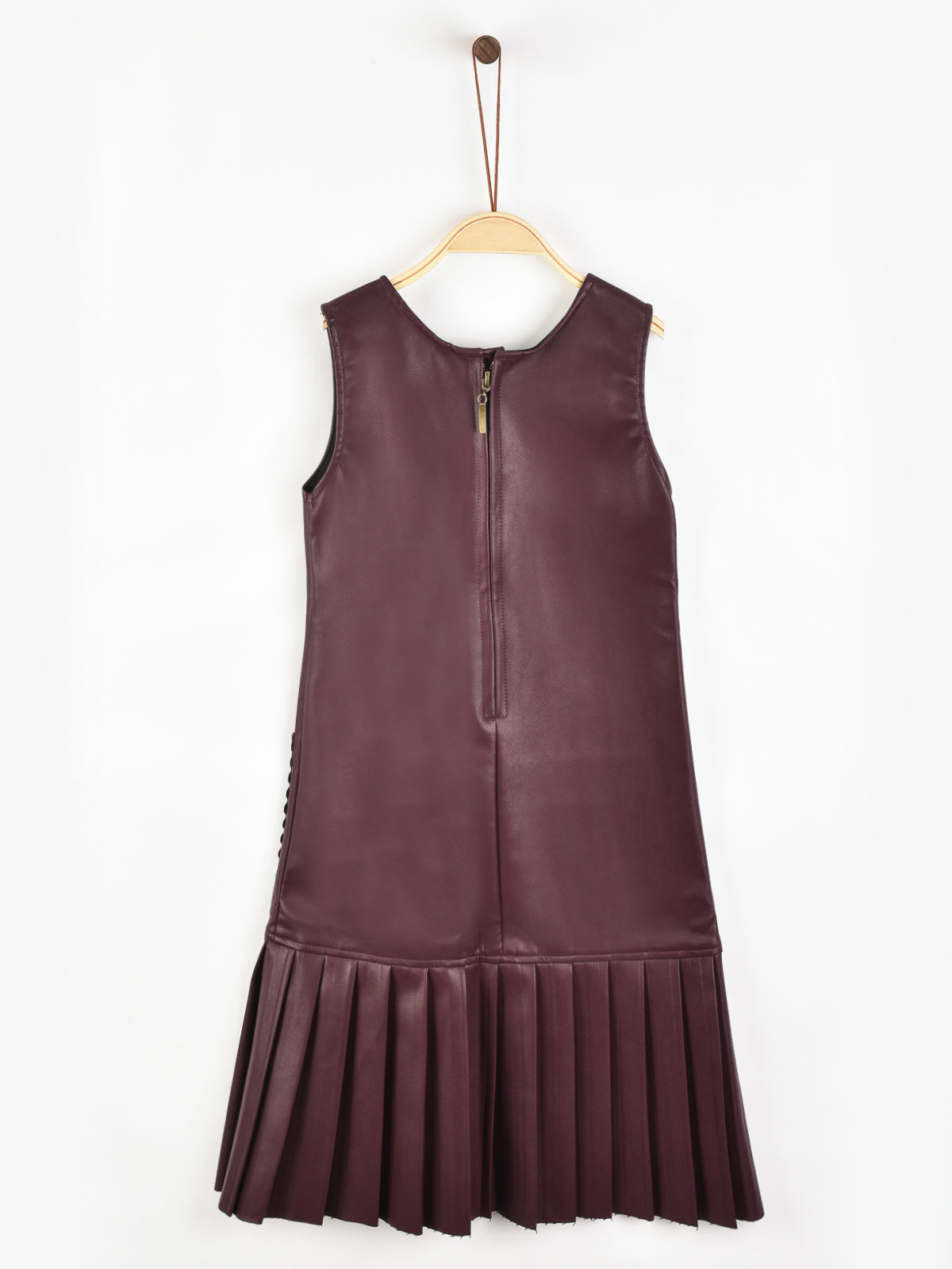 שמלת סרפן דמוי עור - בורדו