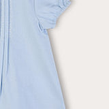 שמלת קפלים עם רקמה - תכלת