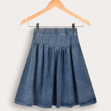 Flared denim skirt - blue