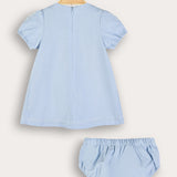 שמלת קפלים עם רקמה - תכלת