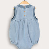 אוברול ג'ינס עם רקמה - תכלת