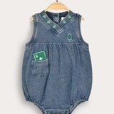 Denim overalls with embroidery - blue
