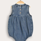 Denim overalls with embroidery - blue