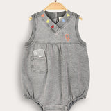 Denim overalls with embroidery - gray