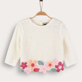 חולצת סריג קרושה פרחוני - שמנת