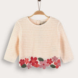 חולצת סריג קרושה פרחוני - בז'