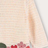 חולצת סריג קרושה פרחוני - בז'