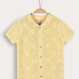 חולצה מכופתרת סריג קרושה - צהוב