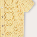 חולצה מכופתרת סריג קרושה - צהוב