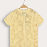 חולצה מכופתרת סריג קרושה - צהוב