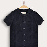 חולצה מכופתרת סריג קרושה - נייבי