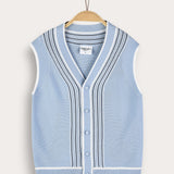 Buttoned knit cardigan - light blue
