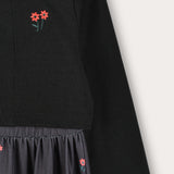 Floral robe combined with cardigan - black