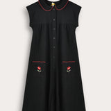 Button-down collared robe - black