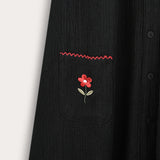 Button-down collared robe - black