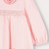 שמלה עם רקמת פרחים - ורוד