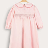 שמלה עם רקמת פרחים - ורוד