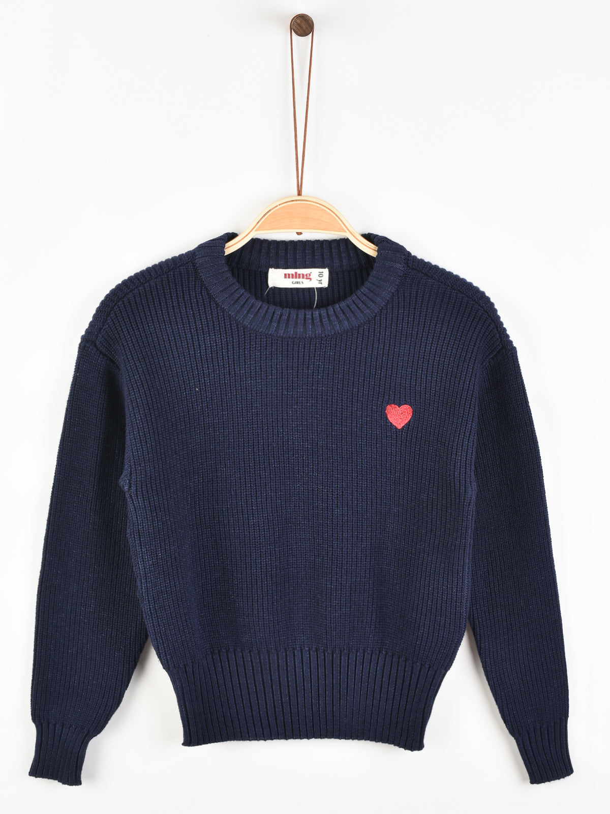 חולצת סריג עם לב - נייבי