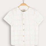 Plaid Print Button Down Shirt - Stone