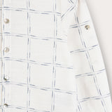 חולצת כפתורים הדפס משבצות - תכלת