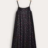 חלוק סרפן עם כתפיות - שחור פרחים