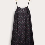 חלוק סרפן עם כתפיות - שחור פרחים