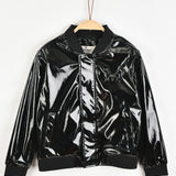 ז'קט בומבר מבריק - שחור