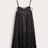 חלוק סרפן עם כתפיות - שחור דובדבנים