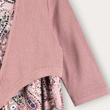 חלוק בהדפס אתני עם קרדיגן - ורוד