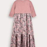 חלוק בהדפס אתני עם קרדיגן - ורוד