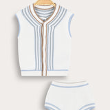 Striped knit set - cream