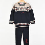 סט חליפת סריג - נייבי