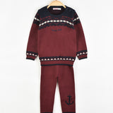 סט חליפת סריג - בורדו